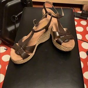 Brown platform wedge summer sandals, Candies size9